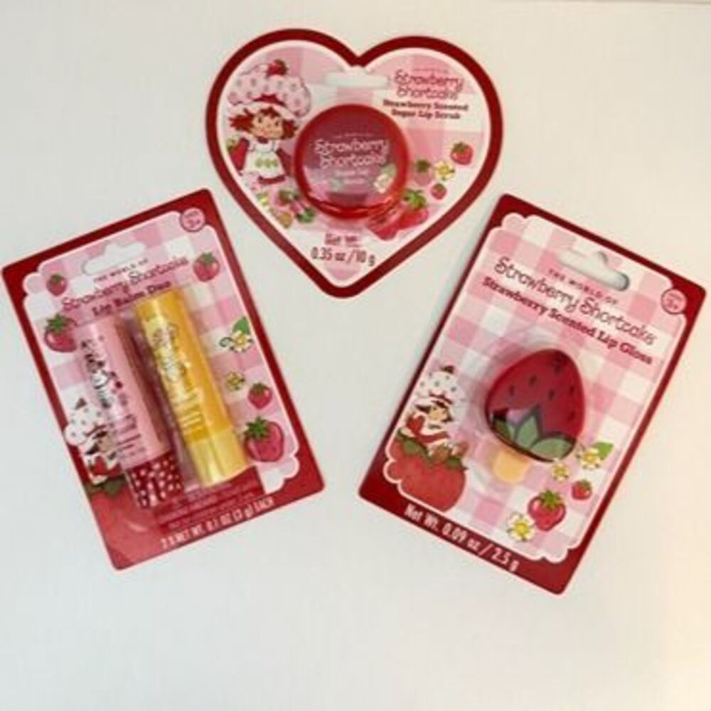 Strawberry Shortcake Lip Gloss Set of 3 NEW Red Pink Y2K Beauty Collectible